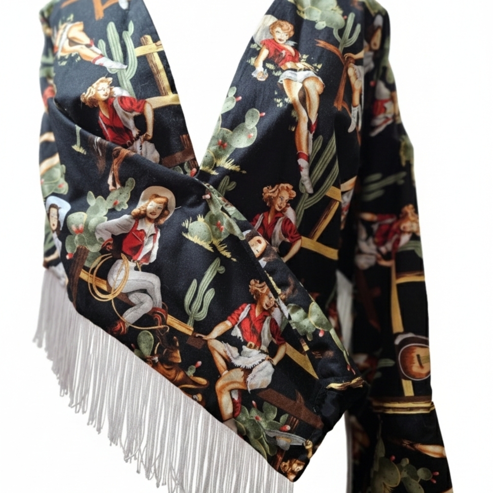Western Print Fringe Jacket